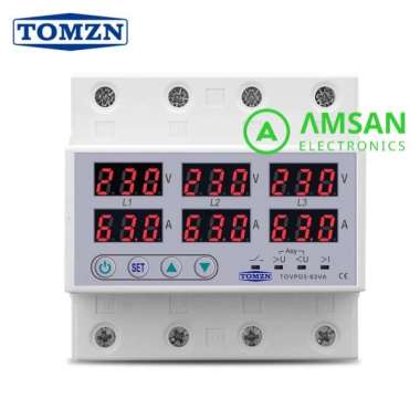 TOVPD 3 Three Phase 3P TOMZN Over Under Voltage Current Protection 63A 63A