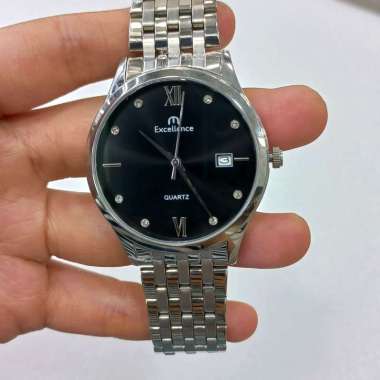 jam tangan excellence ex 8108ms silver black original ready