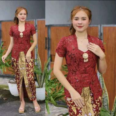 Setelan Kebaya Sofia Strait Kebaya Lilit XL pink salmon