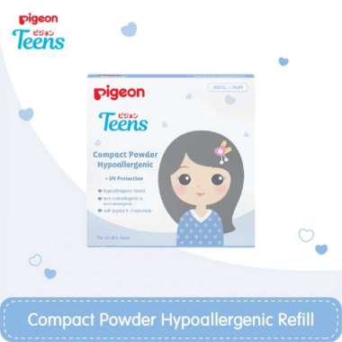 NEW PIGEON REFFIL TEEN COMPACT POWDER HYPOALLERGENIC 14Gr / REFILL BEDAK PADAT PIGEON REMAJA WHITE