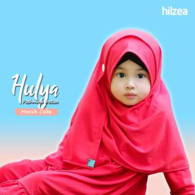SIZE M 7-9th Jilbab Pastan Anak Pashmina Instan Hilzea Merah Cabe