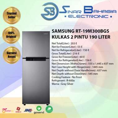 SAMSUNG RT-19M300BGS KULKAS 2 PINTU 190 LITER (NEW) ( KHUSUS BANDUNG)
