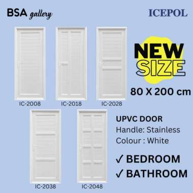 PINTU UPVC 80X200 PUTIH / PINTU KAMAR MANDI WC PINTU KAMAR TIDUR UPVC IC2028(L)
