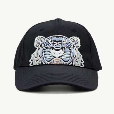 Kenzo Men Tiger Kampus Baseball Canvas Cap in Black/Blue/Orange