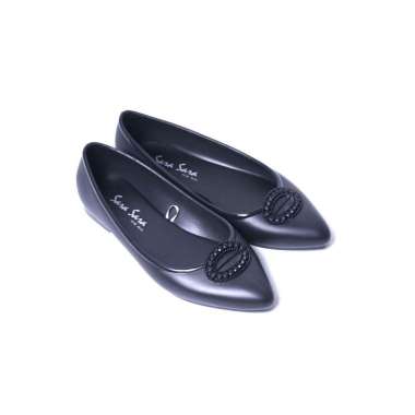 Sara Sara PERMATA Sepatu jelly wanita sepatu kerja wanita flat shoes jelly sepatu kekinian 39 Black