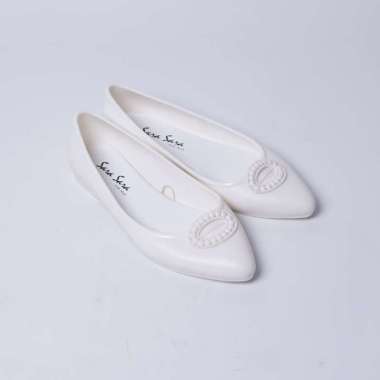 Sara Sara PERMATA Sepatu jelly wanita sepatu kerja wanita flat shoes jelly sepatu kekinian 36 White
