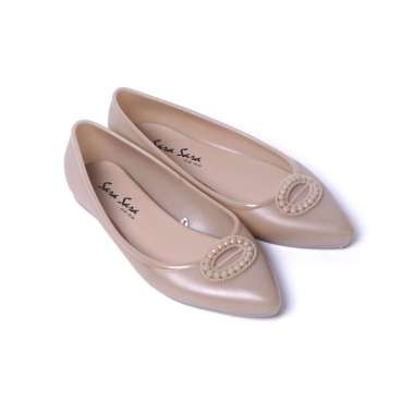 Sara Sara PERMATA Sepatu jelly wanita sepatu kerja wanita flat shoes jelly sepatu kekinian 38 Mocca