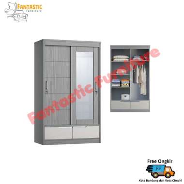 Lemari Pakaian Sliding LP 289 Bonita doff grey Bandung