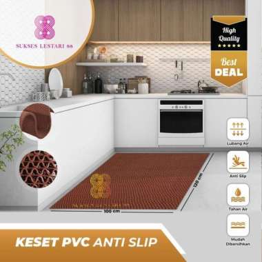 Keset Karpet PVC Anti Slip Meteran Cokelat
