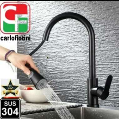 Kran Sink Tarik Mixer sus 304 Hitam / Kran Cuci Piring