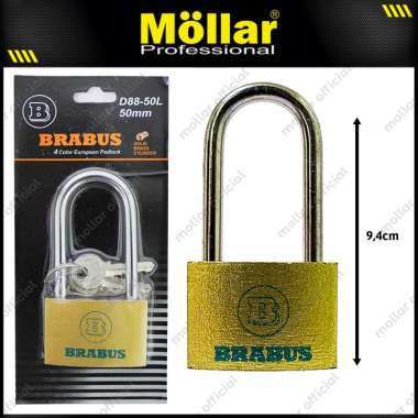 BRABUS D88-50L Gembok Panjang 50 mm Kuning Kunci Pagar Rumah Padlock