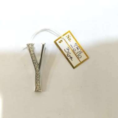 Liontin Inisial Huruf Y Emas Putih 750