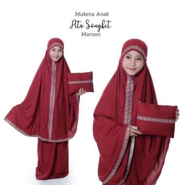 PUSAT GROSIR MUKENA ANAK PITA SONGKET (ANAK) MAROON