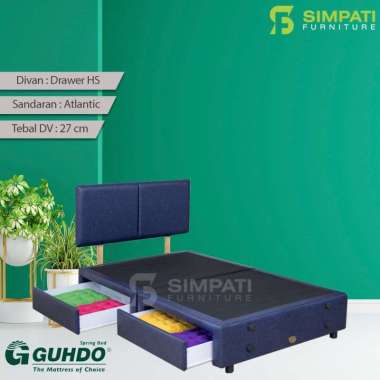 Divan Guhdo Drawer (2 Laci) Sandaran Atlantic - Tanpa Kasur 200 x 200 Black