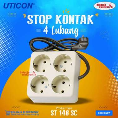 Uticon ST-148 SC Stop Kontak 4 Lubang Kabel 1.5 Meter