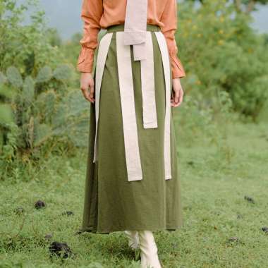 Lozy Hijab -Ruma Skirt (Rok Linen Rumbai) Army