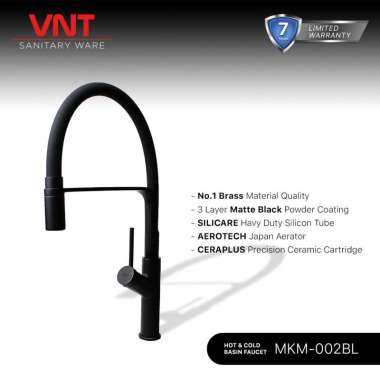 VNT Kran Cuci Piring MKM-002BL Black Kitchen Mixer
