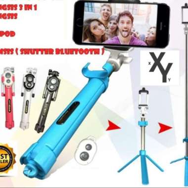 Tongsis Tripod 3in1 Remote Bluetooth Multifungsi IOS Android HP Multicolor