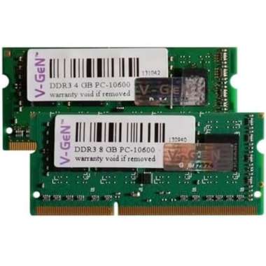 SODIMM VGEN DDR3 8GB PC 10600 Platinum V-GEN PC-10600 PC10600 Hitam/Hijau