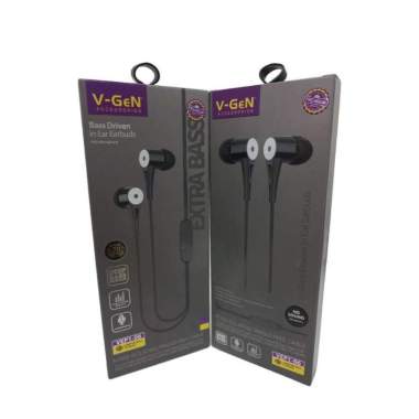 FS - HEADSET HANDSFREE V-GEN VEP1-06 EARPHONE VGEN ORIGINAL EXTRA BASS BLACK
