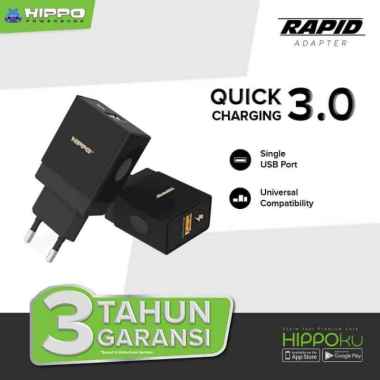 Adapter Charger Hippo Rapid QC 3.0 18W 1 USB Garansi Resmi hitam