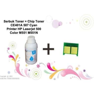 Serbuk Toner + Chip CE401A 507 Laserjet 500 Color M551 M551N Cyan Multicolor