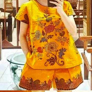 Snoebel Batique- JKR SF Daster Setelan Celana Pendek Batik Anak Remaja Homedress M-L Multicolored
