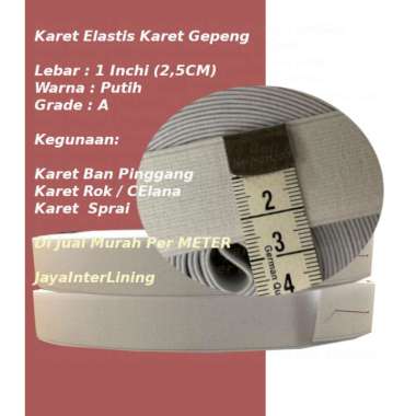 Karet Elastis Karet Pinggang Karet Celana 2,5CM 1Inchi Putih Murah Meteran PUTIH