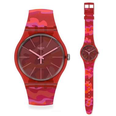 SWATCH SUOR116 - Jam Tangan Pria - Camouflash - Merah Merah