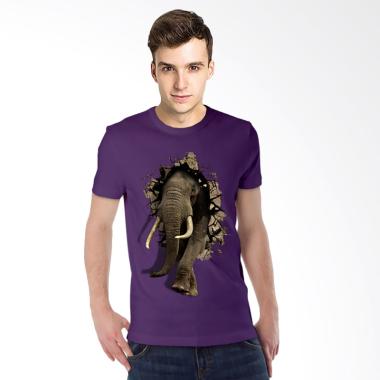 T-Shirt Glory Kaos 3D Gajah - Ungu Tua