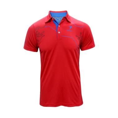 Flypower Polo Garis Kaos Badminton - Red