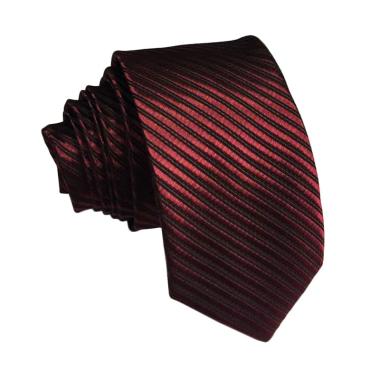 VM Dasi slim Merah Maroon polos garis - Slim ties Maroon
