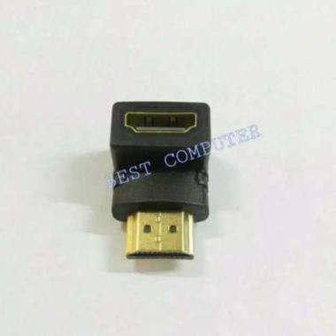 KONEKTOR / GENDER HDMI MALE TO FEMALE BENTUK L hitam