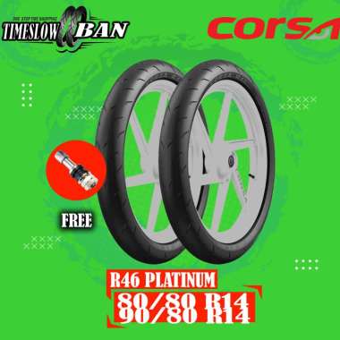 Paket Ban Motor Matic SOFT COMPOUND // CORSA R46 PLATINUM 80/80-90/80 Ring 14 Tubeless ts165