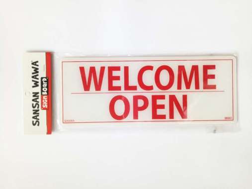 sign board acrylic sign label acrylic akrilik tanda petunjuk WELCOME OPEN