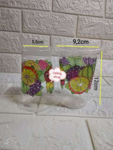 gelas plastik MOTIF PRINTING cup pop es buah jus gambar 16oz