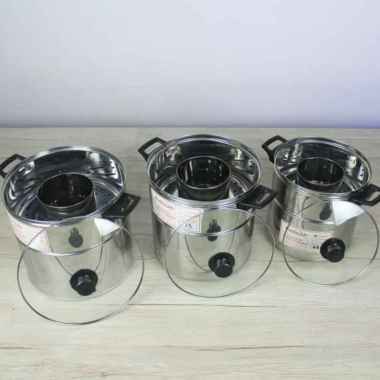 Dandang Bakso 28cm Panci Dandang Stainless Steel Plus Tutup Kaca D32