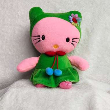 BONEKA HELLO KITTY COSTUM OUTFIT HIJAU ORI