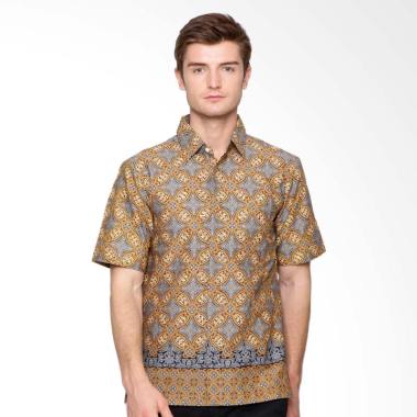 Anakara Batik Men Short Sleeve Brunaska Kemeja Batik Pria - Grey Brown
