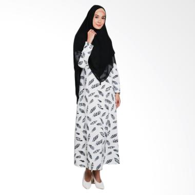 Erin Collection Motif Daun Baju Muslim Wanita dan Kerudung Pinguin Hitam
