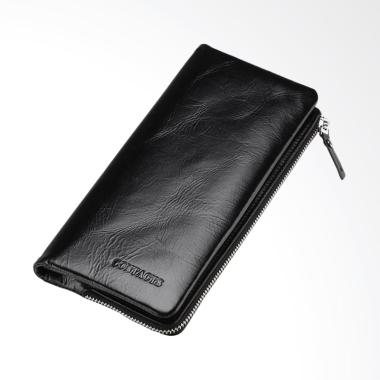 Contacts Vintage Style Panjang Bifold Dompet Pria - Black [M1003]