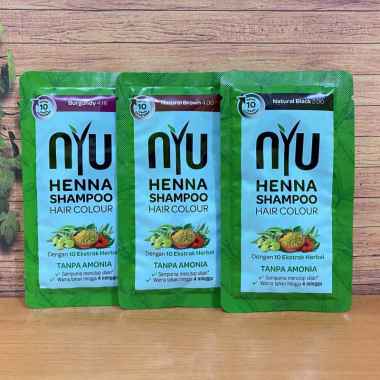 Nyu Henna Shampoo Hair Colour / Henna Cat Rambut Sachet - 20ml Natural Brown