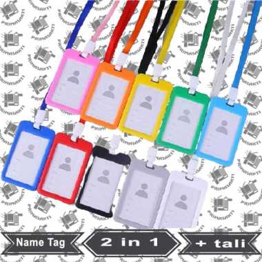 Name Tag + Tali ID Card Holder Larnyard biru