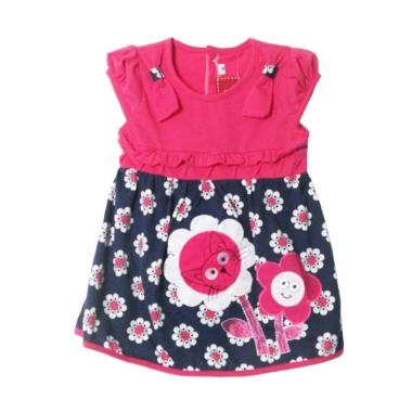 TWO MIX 2313 Bunga Kucing Dress Baby - Pink Navy TWO MIX 2313 Bunga Kucing Dress Baby - Pink Navy