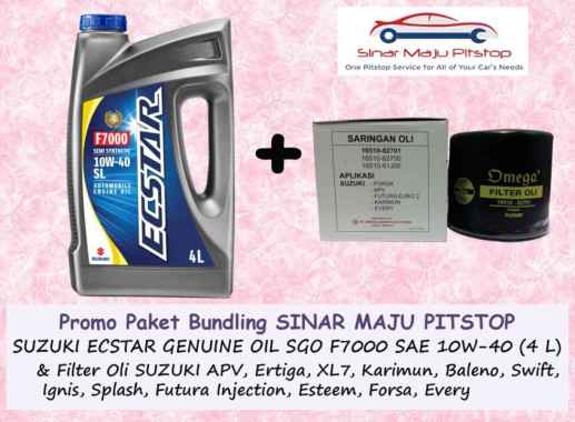 Paket Bundling Oli SGO SUZUKI GENUINE OIL ECSTAR 10W-40 SL 4 Liter & Filter Oli Mobil SUZUKI BALENO