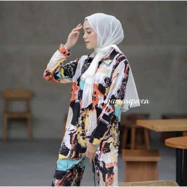 ONE SET RAYON VISCOSE IMPORT ALICE MARCH / PIYAMA RAYON / PAJAMAS RAYON / SETELAN RAYON MOTIF 1