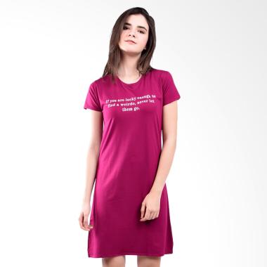LEMONE If You Tumblr Tee Spandek Premium Dress Wanita - Purple LEMONE If You Tumblr Tee Spandek Premium Dress Wanita - Purple