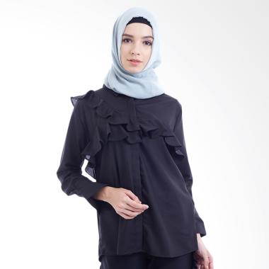 Hanalila Daily Hijab Kimi Tops Blouse Muslim Wanita - Black
