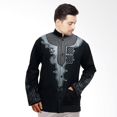 JCFASHION Yusuf Panther Baju Koko Lengan Panjang Muslim Pria - Black