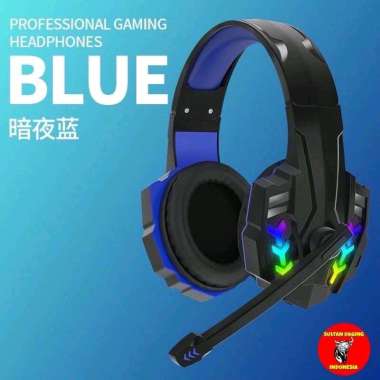 HEADSET GAMING LED WIRED 3.5 MM WARNA MERAH DAN BIRU/ HEADSET GAMING RGB/HEADSET LED LIGHT/HEADPHONE